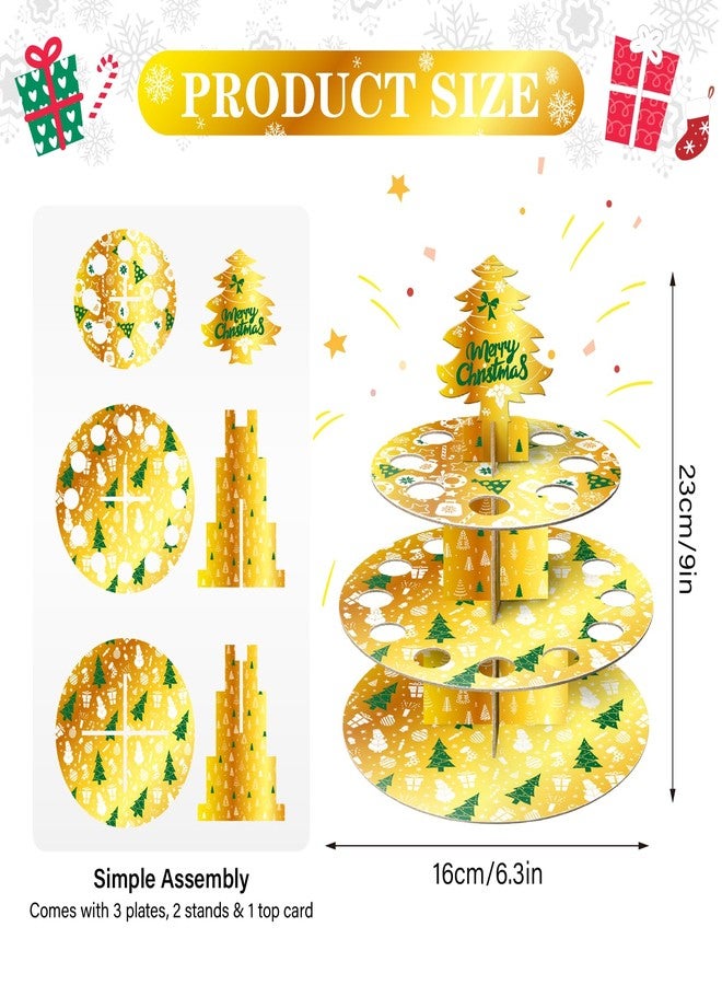 Jaywayang Cardboard Christmas Money Holder with 24 Holes, Gold Green Cash Holder for Placing Money Gifts Xmas Table Decorations. - Image 2